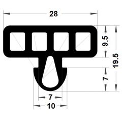 PM08001/F025 - Joint pupitre de verre - Noir - Couronne 25 m