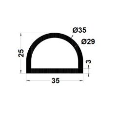 PM02010/F589 - Profilé bourrelet compact - Noir - Couronne 25 m