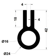 PM12001/F612 - Profil tubulaire - Noir - Couronne 25 m