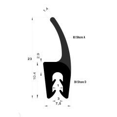 PM01012/F1436 - Bord de tôle avec lèvre - Noir - Couronne 100 m