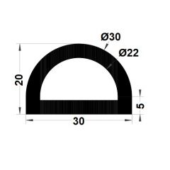 PM12016/F1482 - Butée demi ronde - Noir - Couronne 25 m