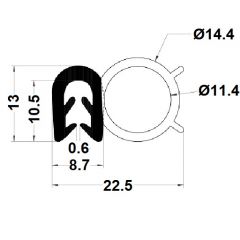 PM01013/F1774 - Bord de tôle avec bourrelet mousse - Noir - Couronne 50 m