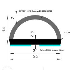 PM02006/F2634 - Profilé adhésif - Noir - Couronne 25 m