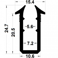 PM04032/F225 - Joint de vitrage épaisseur 6 mm - Noir - Couronne 25 m