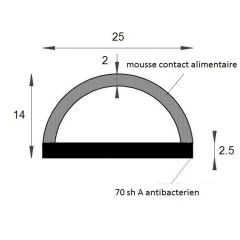 PM02043/F2634 - Profilé bi-dureté alimentaire - Blanc - Couronne 25 m