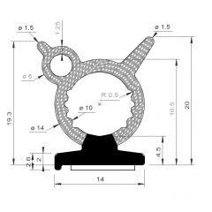 PM02047/F2848 - Profilé adhésif - Noir - Couronne 50 m