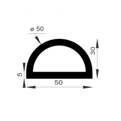 PM02035/F094 - Profilé bourrelet compact - Noir - Couronne 25 m