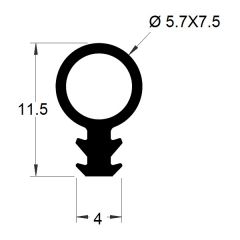 PM04002/F814 - Joint d'étanchéité noir tubulaire - Noir - Couronne 50 m