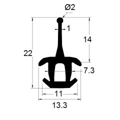 PM04037/F951 - Profil menuiserie aluminium - Noir - Couronne 25 m