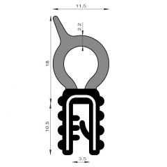 PM17009 - Joint armé avec bourrelet mousse - Noir - Couronne 50 m