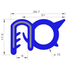 PM17013 - Bord de tôle FDA armé inox - Bleu - Couronne 25 m