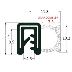 PM17020 - Joint armé avec bourrelet mousse - Noir - Couronne 50 m