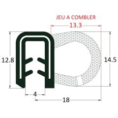 PM17022 - Joint armé avec bourrelet mousse - Noir - Couronne 50 m