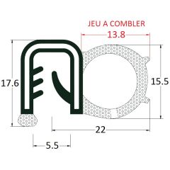 PM17023 - Joint armé avec bourrelet mousse - Noir - Couronne 50 m