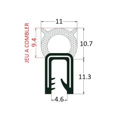 PM17025 - Joint armé avec bourrelet mousse - Noir - Couronne 50 m