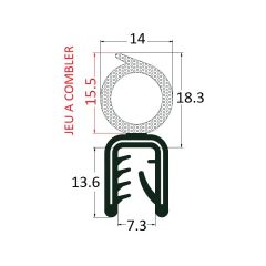 PM17026 - Joint armé avec bourrelet mousse - Noir - Couronne 50 m