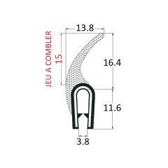 JC501 - Joint U de vitrage 24 mm (lèvres grises) : produit pvc