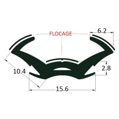 PM17033 - Coulisse floquée en EPDM - Noir - Couronne 50 m