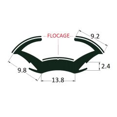 PM17034 - Coulisse floquée en EPDM - Noir - Couronne 50 m