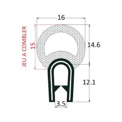 PM17048 - Joint armé avec bourrelet mousse - Noir - Couronne 50 m