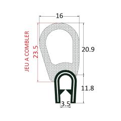 PM17049 - Joint armé avec bourrelet mousse - Noir - Couronne 50 m