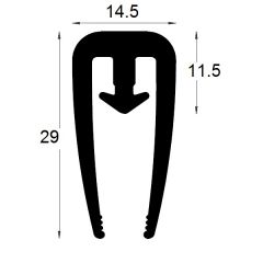 PM19002/F783 - Profil serreur de plaques - Noir - Couronne 25 m