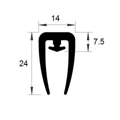 PM19003/F622 - Profil serreur de plaques - Noir - Couronne 25 m