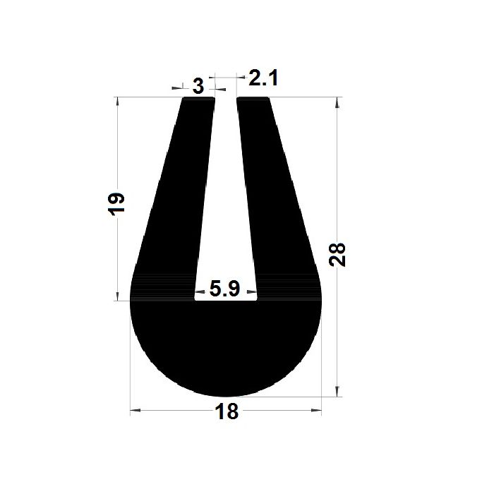 Joint en U, bord de tôle de 0,5 à 2,5mm #F930