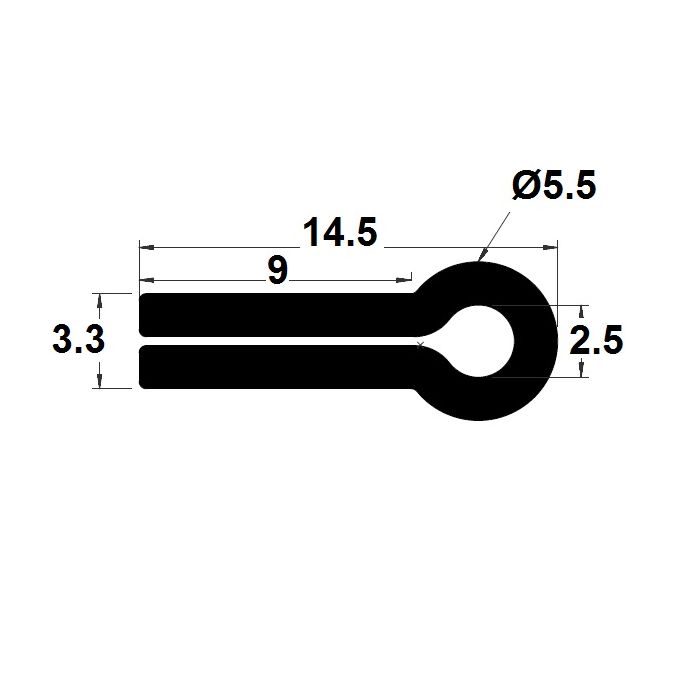 Joint en U, pour bord de tôle de 3 à 5mm #1009