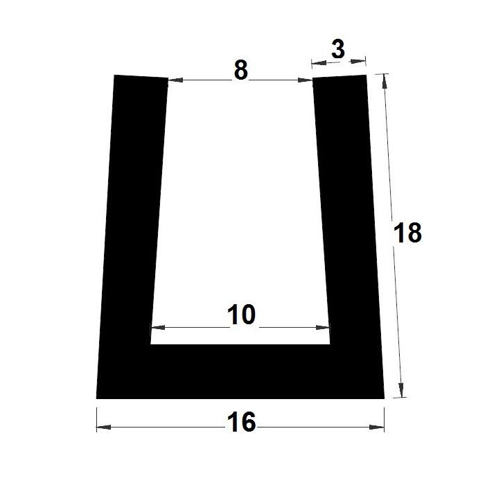 Joint en U, pour tôle de 5mm #241 – Maison du Caoutchouc et de la