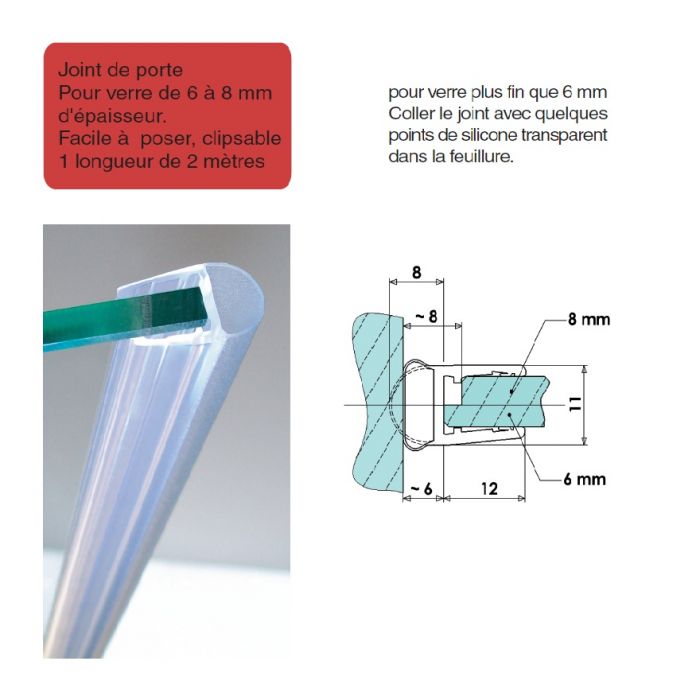 QUEST® Joint de douche inférieur - transparent