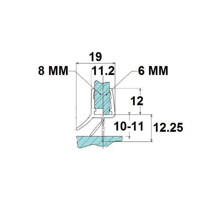 Joint étanche avec bourrelet pour paroi douche 6-8mm d'épaisseur